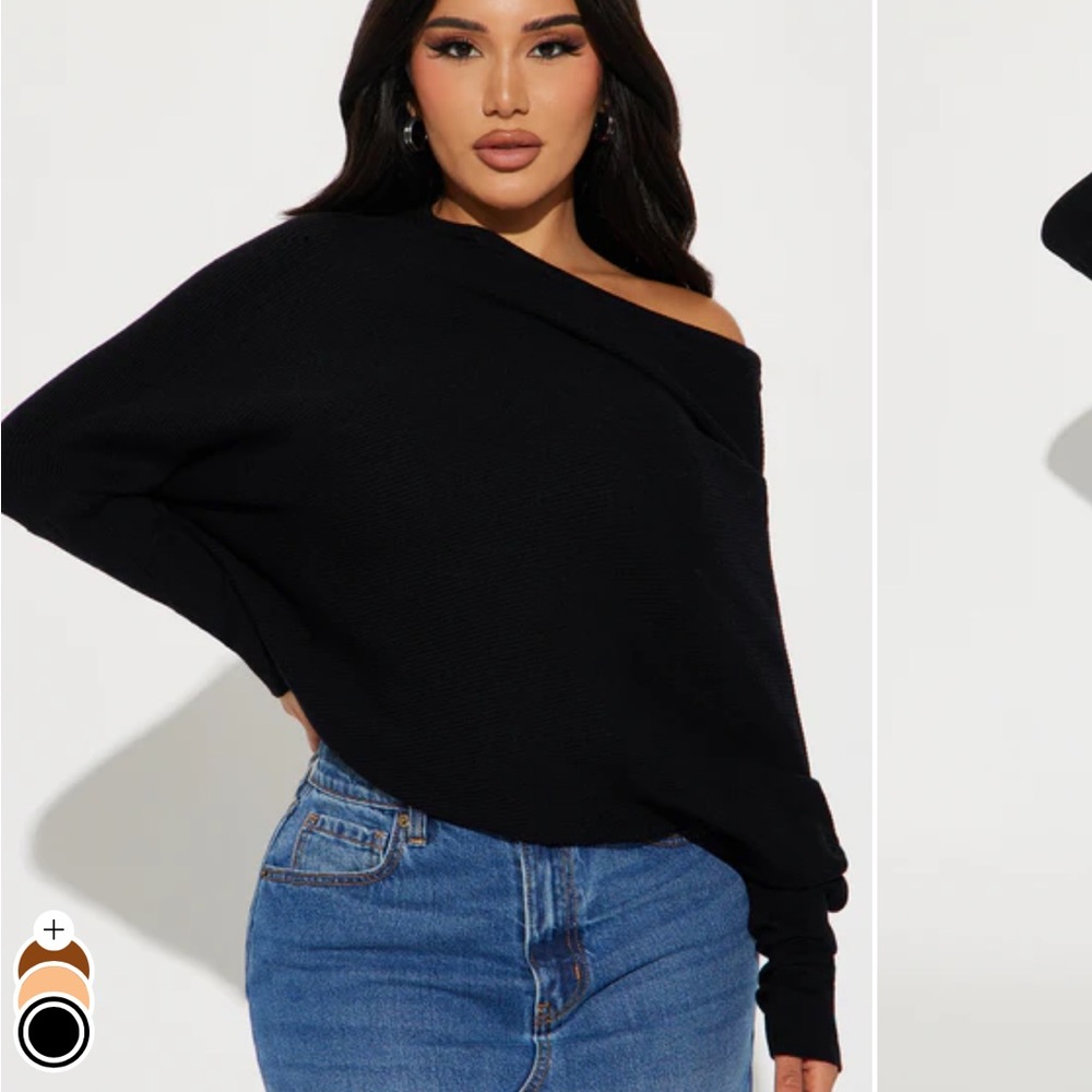 Fashion Nova Off-Shoulder Black Sweater